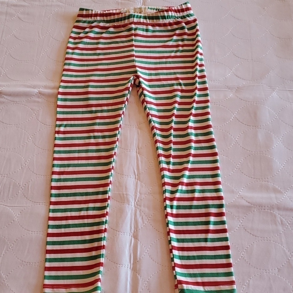 Btween Holiday Green, Red & White Striped Sz. 4 Pants Pajama